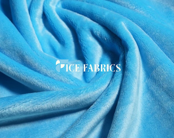 Aqua New Faux Fur | Black Fleece Minky Fabric By The Yard | Faux Fur Fabric | 58’’ Wide | Thick and Soft