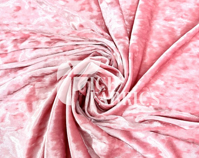 Pink Stretch Crushed Velvet Fabric by The Yard - 60/62" Wide 250 GSM Velvety Fabric for Apparel, Upholstery, Curtains - Ice Fabrics