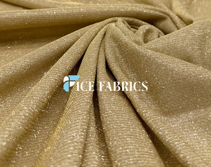 Gold Lurex Sparkle Glitter Knit Spandex Fabric by the Yard for Dancewear and Apparel