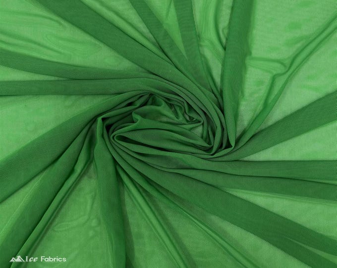 Kelly Green Stretch Power Mesh Fabric | 4 Way Stretch Nylon Power mesh Fabric By The Yard | Net Fabric