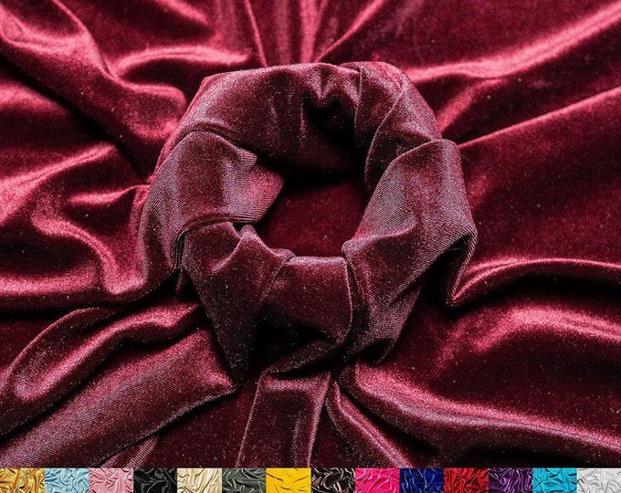 Smooth Burgundy 4 Way Stretch Velvet Fabric By The Yard | Polyester Spandex Fabric | for Dress, tablecloth, Drapery | VelvetFlex