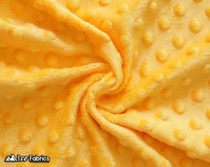 New Mango Polka Dot Minky Fabric By The Yard | Wholesale Price Ultra Soft Fleece Fabric | 60” Wide