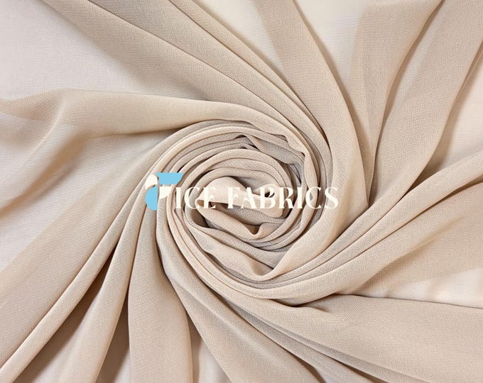 Dark Taupe Soft Silky Chiffon Fabric By The Yard Matte Chiffon Fabric (60” Wide ) dresses, tablecloth, decor, design.