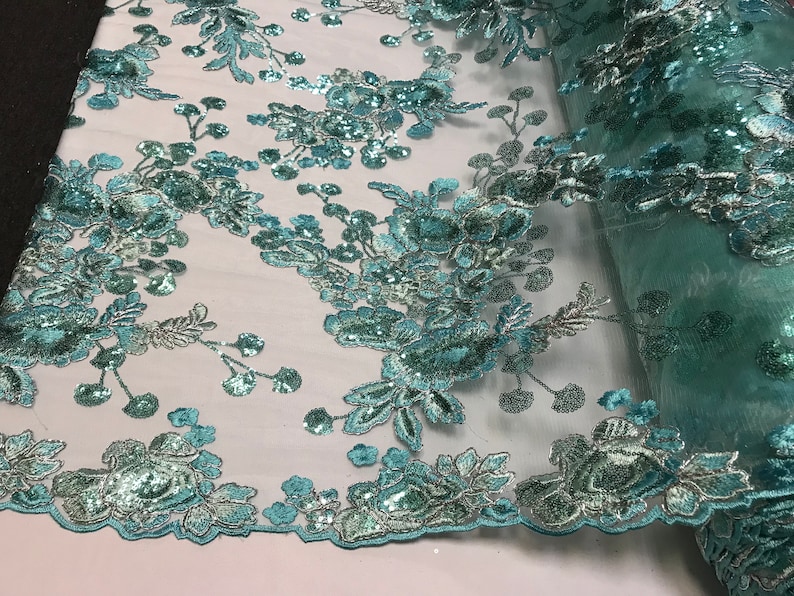 Runners Tablecloths Skirts Costumes Night Gowns Mint Mesh Lace Floral Fabric By The Yard/_ Embroidery Handmade Floral Lace/_ Decor