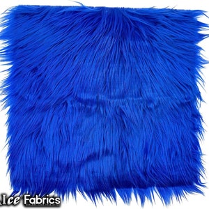 Royal Blau Langflor Quadrat Kunstpelz Stoff | verkauft von Square Pre Cut | für Bekleidung, Kissen, Deko