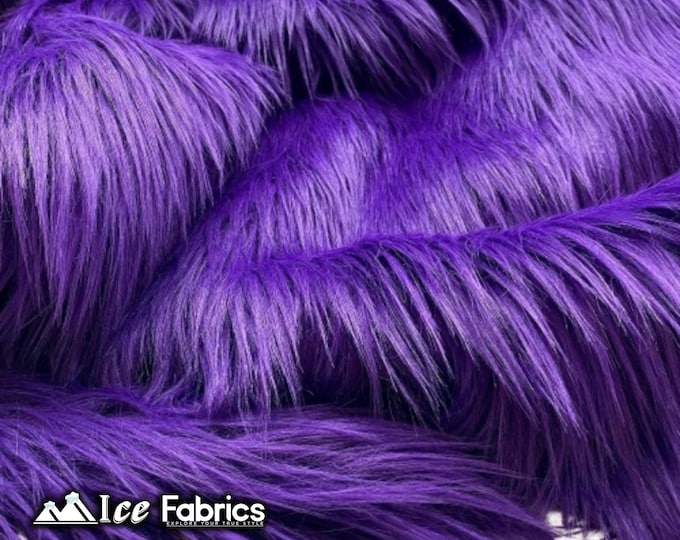 Purple Shaggy Mohair Animal Long Pile Faux Fur Fabric By The Yard | Fake Fur Material | 60” Wide | Solid and Soft
