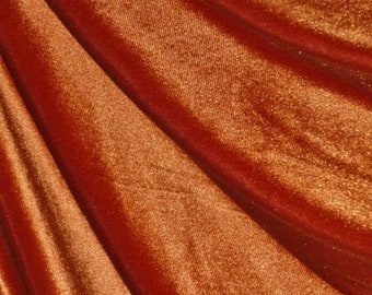 French (Rust) Stretch Velvet Spandex 4 Way Stretch Velvet Fabric Sold By The Yard// Smooth Back, Elegant Sheen For Dresses, Decorations