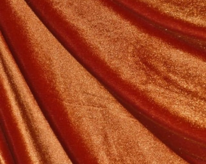 French (Rust) Stretch Velvet Spandex 4 Way Stretch Velvet Fabric Sold By The Yard// Smooth Back, Elegant Sheen For Dresses, Decorations