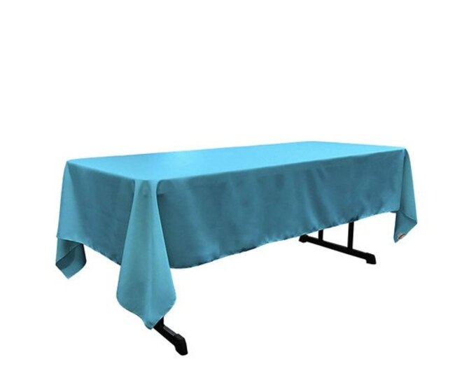 Rectangular Polyester Tablecloth 60 x 144 Inches Turquoise decorations wedding prom decor runners outdoor tablecloths DJ tablecloths shop