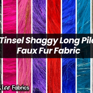 Faux Fur Long Pile Sparkling Tinsel GRAY Fabric / 58 W / Sold By The Yard