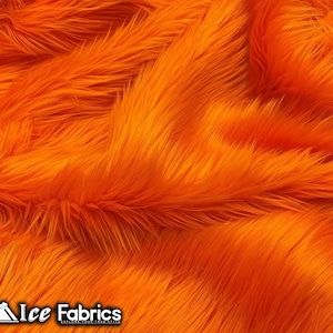 Orange Shaggy Mohair Animal Long Pile Faux Fur Fabric By The Yard | Fake Fur Material | 60” Wide | Solid and Soft