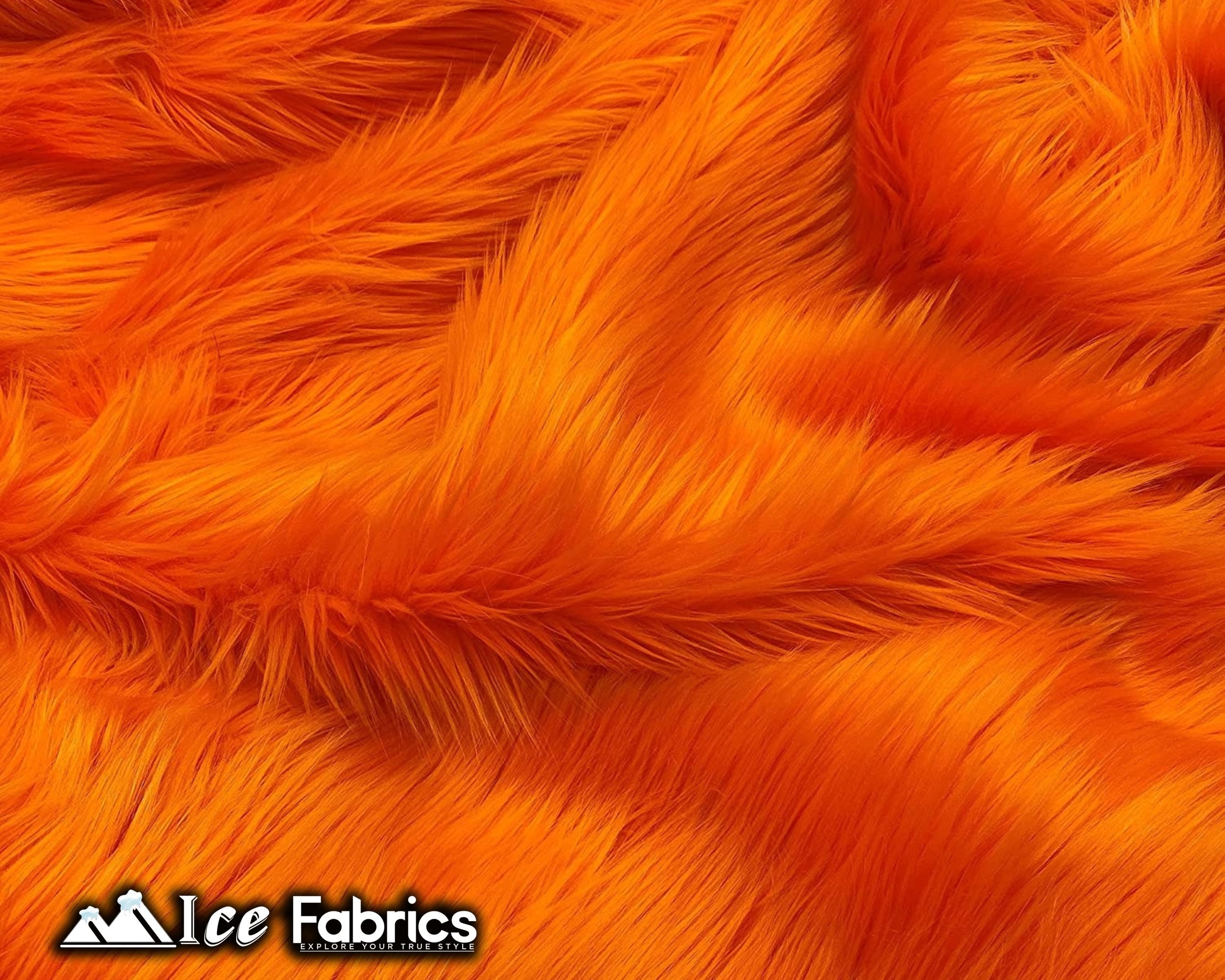 Orange Luxury Long Pile Shaggy Faux Fur Fabric