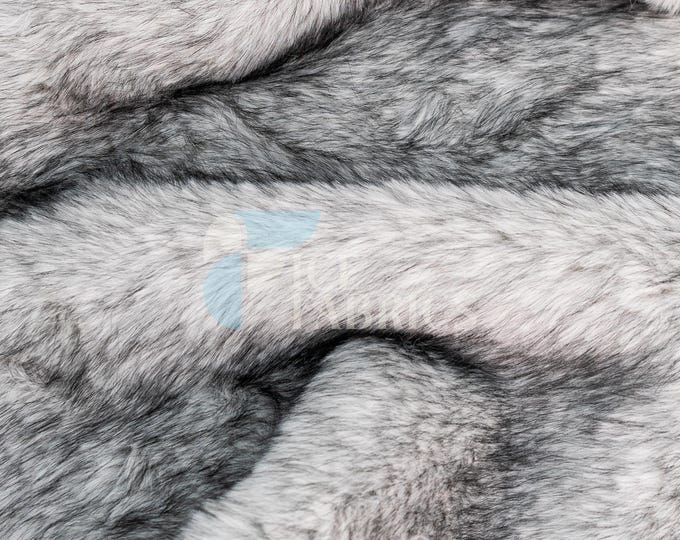 White Black Arctic Short pile Faux Fur Fabric By The Yard - Two Tone Fake Fur Fabric - Upholstery Fabric, Jacket, Coats