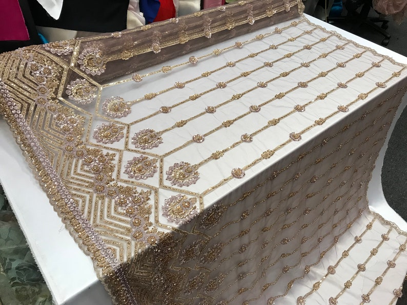 Design Beaded Mesh Lace Fabric Bridal Wedding Sold By Yard clothing jackets applications table covers Silver dresses,skirts runners