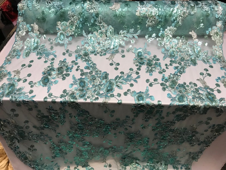 Runners Tablecloths Skirts Costumes Night Gowns Mint Mesh Lace Floral Fabric By The Yard/_ Embroidery Handmade Floral Lace/_ Decor
