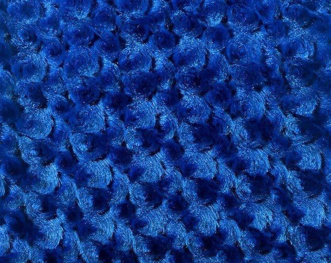 Navy Blue Rose Rosette Minky Fabric By The Yard | Ultra Super Soft Fabric | 58” Wide Swirl Plush Texture Fabric | RoseSoft