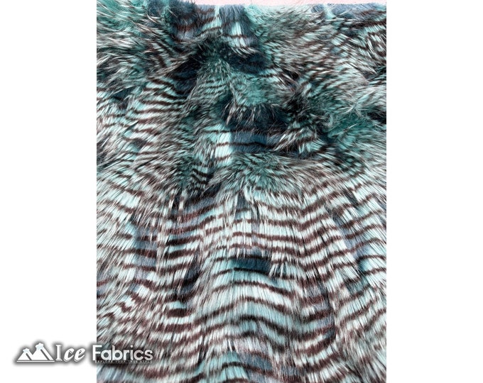 Faux Fur Fabric Teal Fancy Feather By The Yard | Long Pile Thick Fur Fabric Fake Fur | Jacket, Coat, Blanket