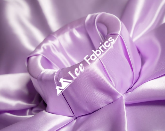 Lilac Shiny Thick Satin Fabric By The Yard Bridal Satin Fabric (60” Wide) for Tablecloths, decoration and more