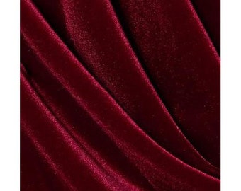 French (Burgundy) Stretch Velvet Spandex 4 Way Stretch Velvet Fabric Sold By The Yard// Smooth Back, Elegant Sheen For Dresses, Decorations
