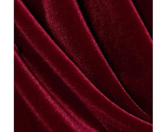 French (Burgundy) Stretch Velvet Spandex 4 Way Stretch Velvet Fabric Sold By The Yard// Smooth Back, Elegant Sheen For Dresses, Decorations