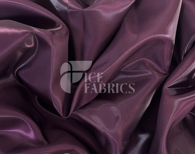 Eggplant Reflective Liquid Thick Silky Satin Fabric - 58” Wide Shiny Two-Tone Satin Fabric - Bridal Satin Fabric for Dress, Decoration