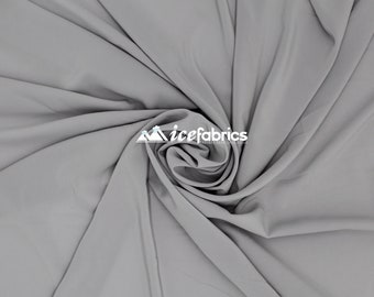 Silver_ Silky Stretch Chiffon Fabric- By The Yard- %10 Spandex Chiffon Sheer- Used for Decorations, Dresses, Face Masks, and much more.
