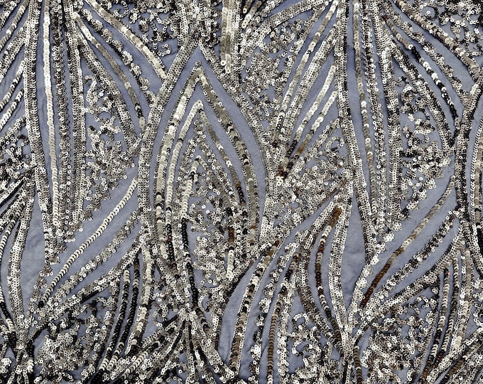 Gold on Black Damask Stretch Sequin Fabric By The Yards (MT) Embroidery Sequin Mesh Fabric Prom Dress Fabric