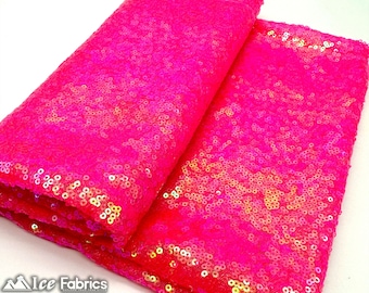 Mini tela de lentejuelas rosa intenso iridiscente de lujo cortada a medida en tela de malla/tela de lentejuelas brillantes/tela de lentejuelas de 3mm