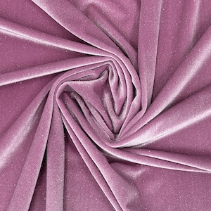 Lavendel fluwelen stof op maat gesneden | Glanzende glitter spandex stof | Op stretch fluwelen stof | (60” breed) | Voor jurken, tafelkleed