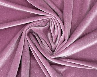Lavender Glitter Velvet Fabric By The Yard | Shiny Glitter Spandex Fabric | On Stretch Velvet Fabric | For Dresses, tablecloth | VelvetGlow