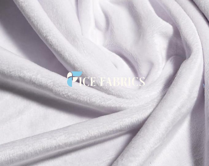 White New Faux Fur | White Fleece Minky Fabric By The Yard | Faux Fur Fabric | 58’’ Wide | Thick and Soft
