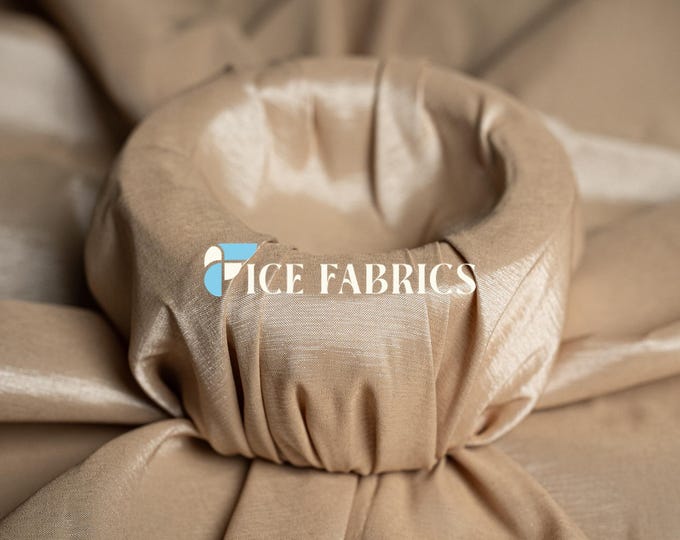 Champagne Stretch Taffeta Fabric By The Yard Nylon Spandex Taffeta Fabric for Dress, Clothing, costume, Bridal Wear (60” Wide)