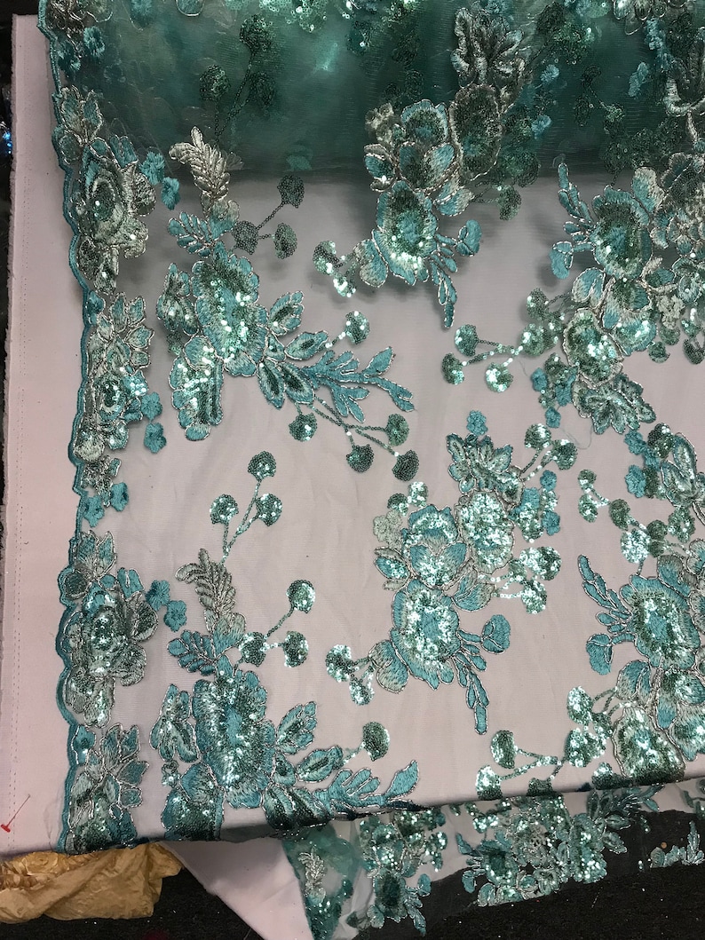 Runners Tablecloths Skirts Costumes Night Gowns Mint Mesh Lace Floral Fabric By The Yard/_ Embroidery Handmade Floral Lace/_ Decor