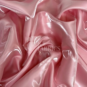 Pink Reflective Liquid Thick Silky Satin Fabric - 58” Wide Shiny Two-Tone Satin Fabric - Bridal Satin Fabric for Dress, Decoration