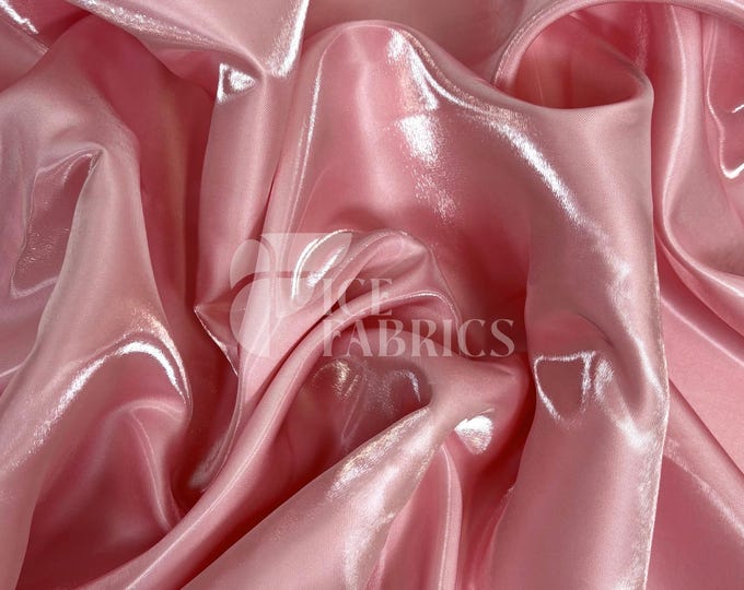Pink Reflective Liquid Thick Silky Satin Fabric - 58” Wide Shiny Two-Tone Satin Fabric - Bridal Satin Fabric for Dress, Decoration
