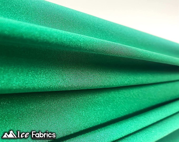 Kelly Green Shiny Nylon Spandex Fabric By The Yard | 4 Way Stretch Fabric | Swimsuit Fabric | Dress, Tablecloth