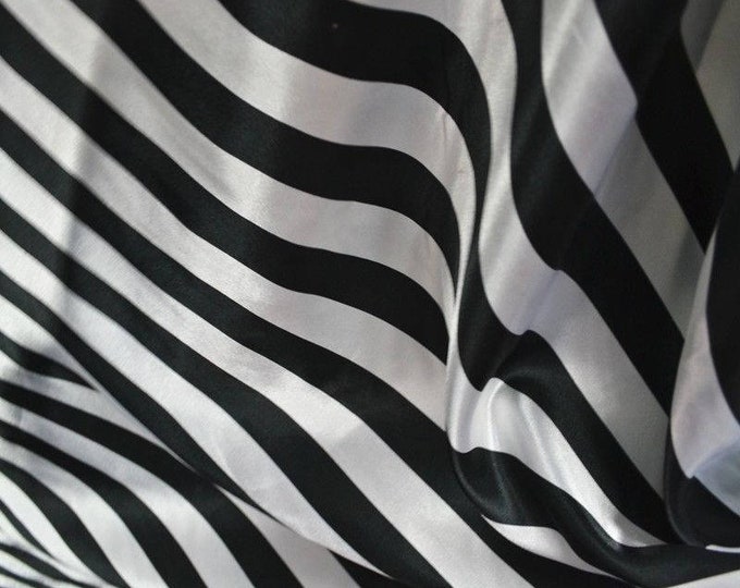 Charmeuse satin Fabrics Dress 10 Yards Black & White Stripe Satin Fabric 60" Wide Made in USA Seller