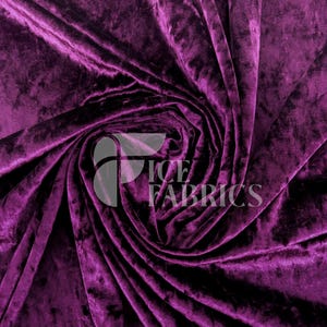 Purple Stretch Crushed Velvet Fabric by The Yard - 60/62&quot; Wide 250 GSM Velvety Fabric for Apparel, Upholstery, Curtains - Ice Fabrics