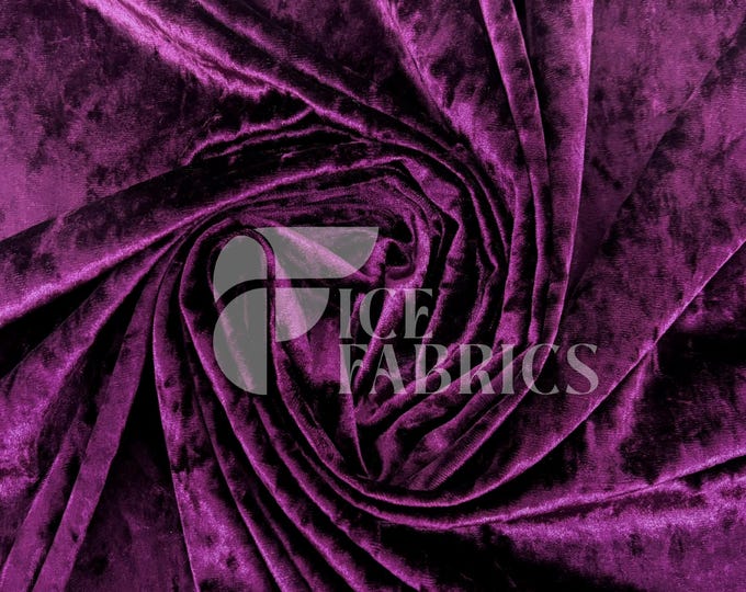 Purple Stretch Crushed Velvet Fabric by The Yard - 60/62" Wide 250 GSM Velvety Fabric for Apparel, Upholstery, Curtains - Ice Fabrics