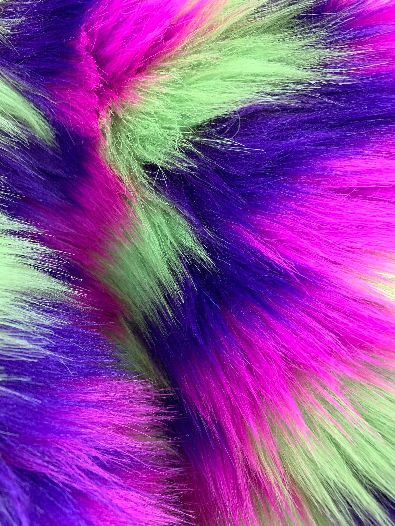 Purple&lime multi_color Faux Fake Fur Soft Fabric Sold by | Etsy
