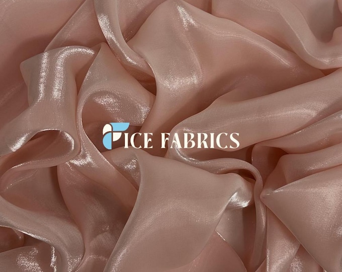Peach Iridescent Reflective Liquid Chiffon Fabric By The Yard (60” Wide) Crystal Chiffon Fabric Prom and Wedding dress