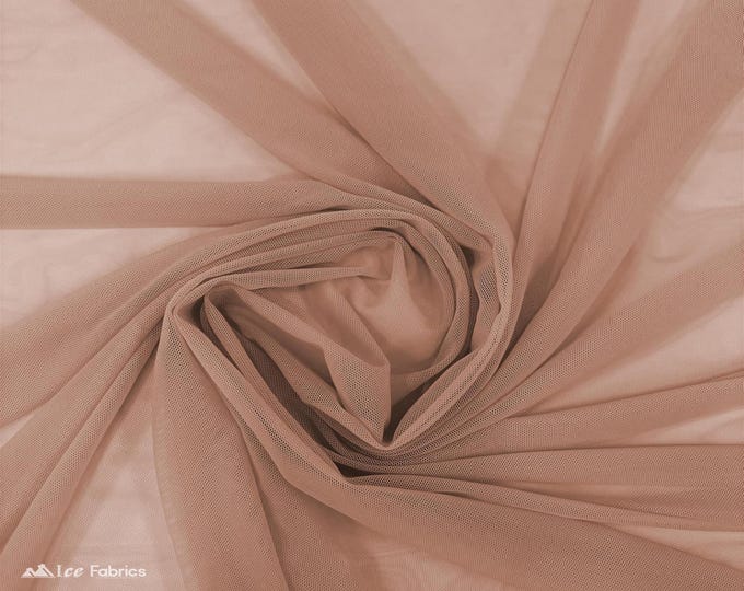 Dark Nude Stretch Power Mesh Fabric | 4 Way Stretch Nylon Power mesh Fabric By The Yard | Net Fabric