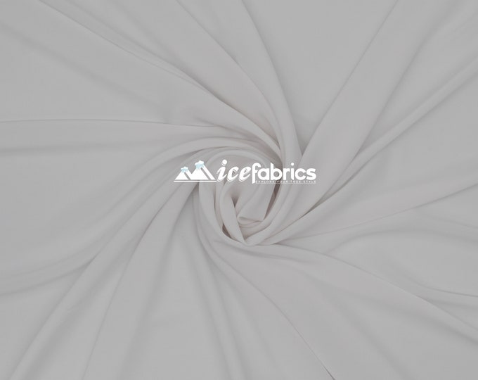 White_ Silky Stretch Chiffon Fabric- By The Yard- %10 Spandex Chiffon Sheer- Used for Decorations, Dresses, Face Masks, and much more.