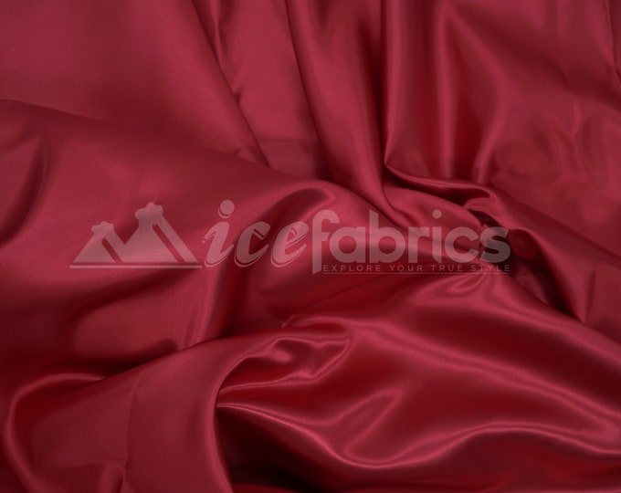 Burgundy Silky Bridal Satin Fabric By The Yard _ Charmeuse Thick Heavy Satin Fabric_ 60" wide_ Wholesale Price