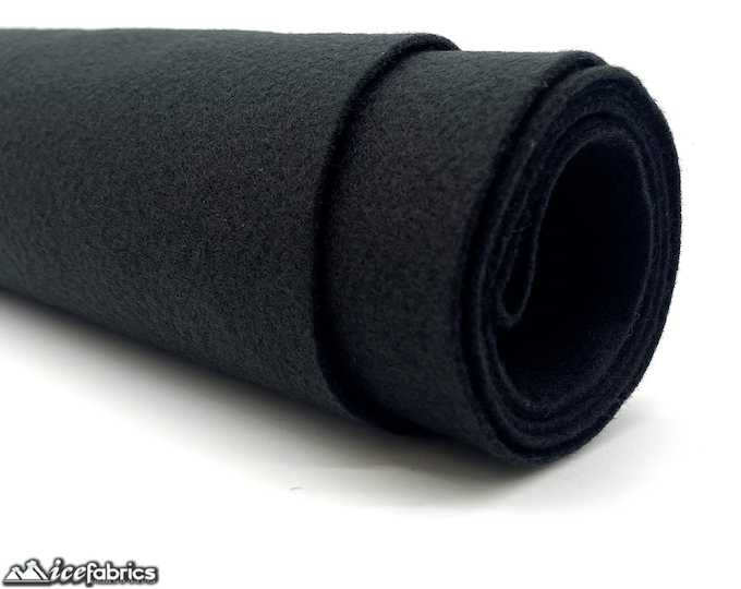 Black Acrylic Felt Fabric By The Yard | Crafts Fabric | 72” Inches Wide | Thick Acrylic Felt Fabric
