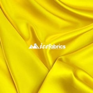 Bright Yellow- Soft Silky Shiny Stretch Charmeuse Satin Fabric By The Yard- Thin Satin- %5 Spandex