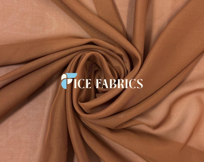 Rust Soft Silky Chiffon Fabric By The Yard Matte Chiffon Fabric (60” Wide ) dresses, tablecloth, decor, design.