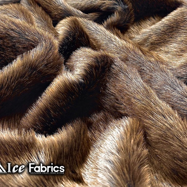 Crazy Bear (Brown & Black) Faux Fur Fabric | By The Yard | Thick and Heavy | (1.5” Pile ) (60” Wide)