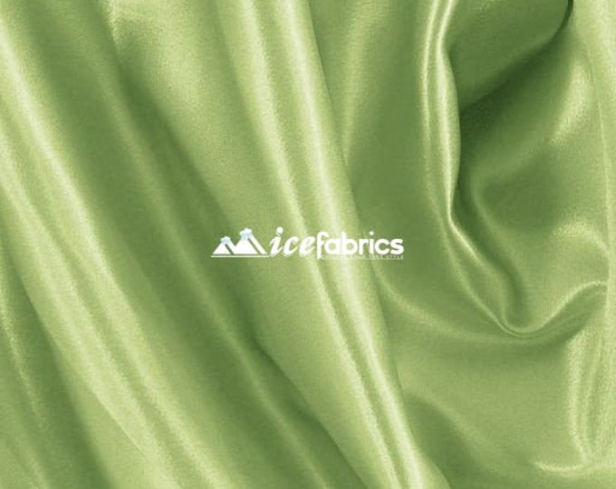 Sage- Soft Silky Shiny Stretch Charmeuse Satin Fabric By The Yard- Thin Satin- %5 Spandex