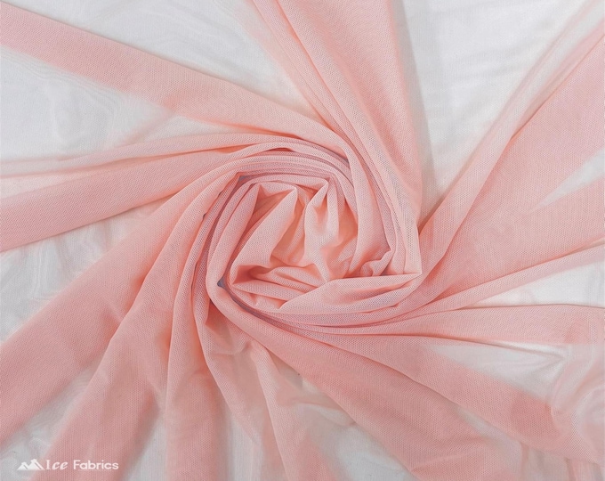 Blush Stretch Power Mesh Fabric | 4 Way Stretch Nylon Power mesh Fabric By The Yard | Net Fabric